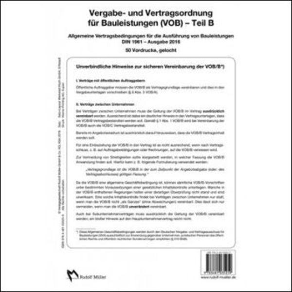 VOB Teil B - Vordrucke Ausgabe 2016   