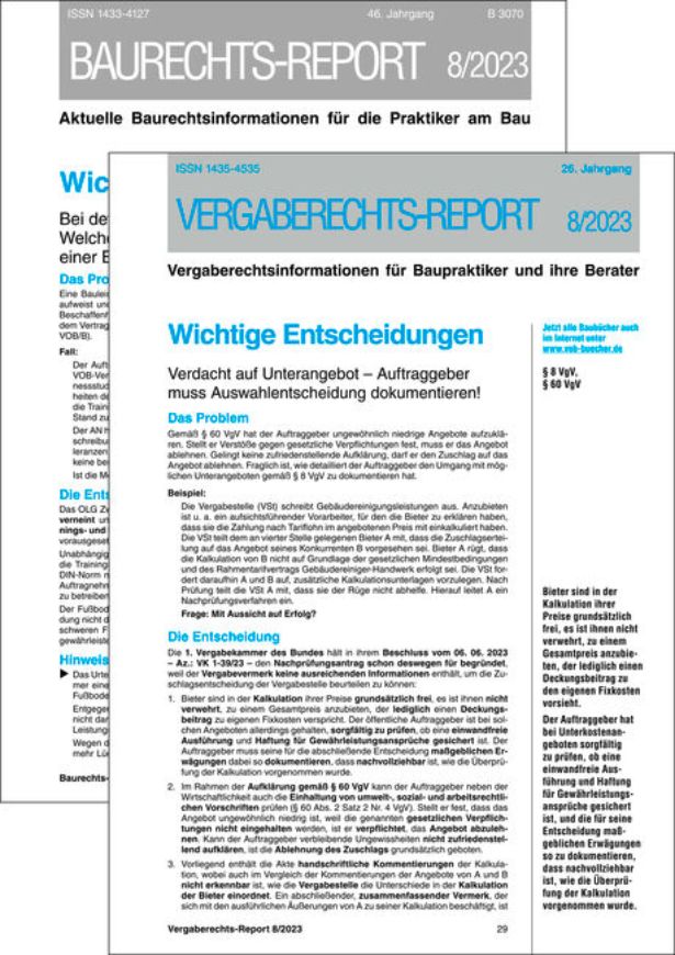 Baurechts- + Vergaberechts- report