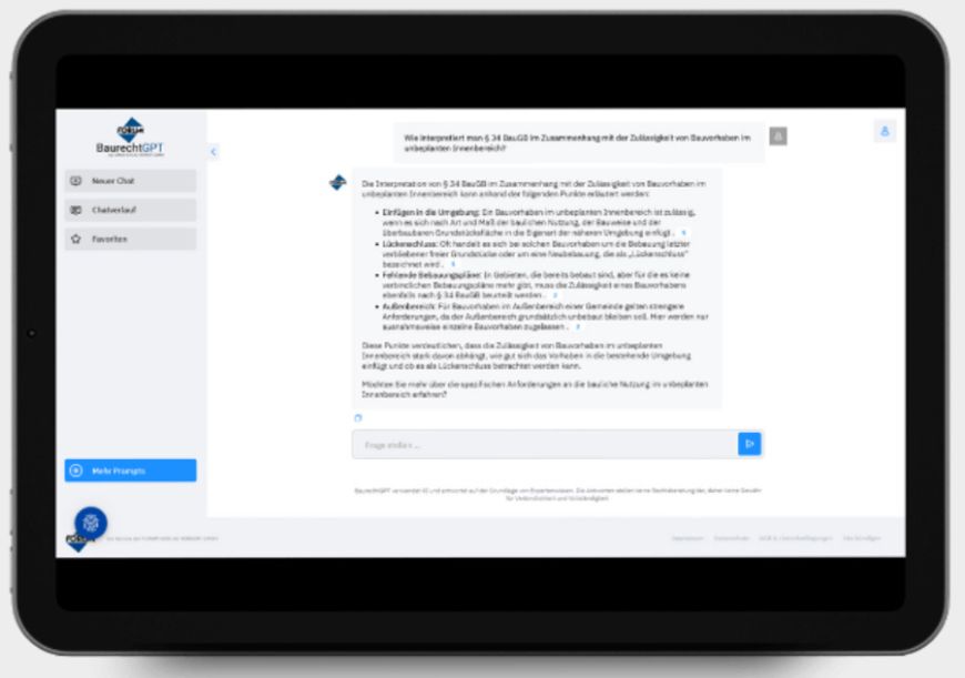 BaurechtGPT - der KI-Chatbot für baurechtliche Fragen